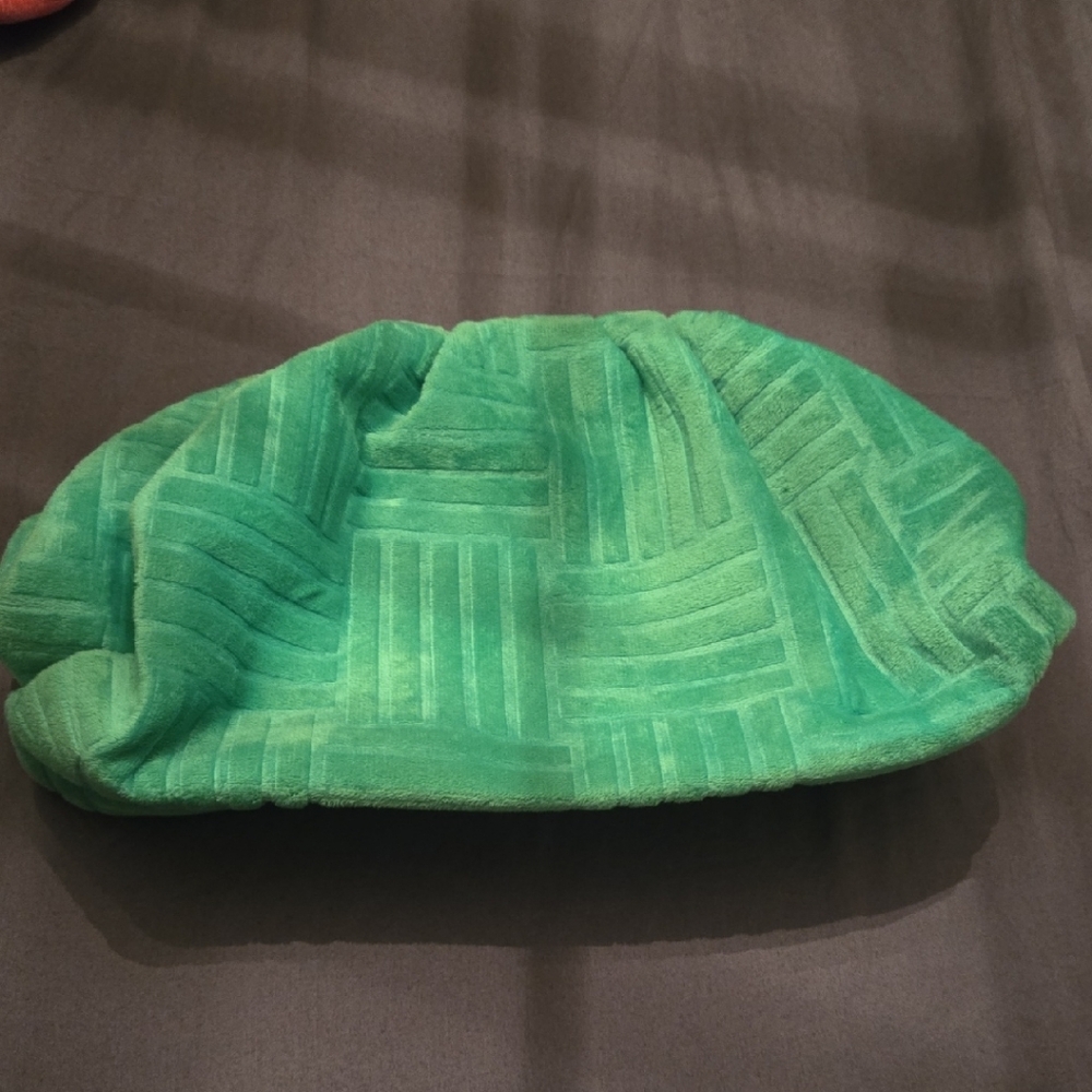 Large Green Textured Velour Clutch - Bottega Inspired